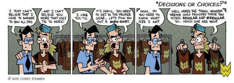 Wonder Weenies :: I always wondered the logic behind fast fod uniform choices... I get to work in a hot sweaty cramped kitchen next to a thousand degree fryer whilest wearing an itchy polyester and most likely highly flammable uniform all for minimum wage? 