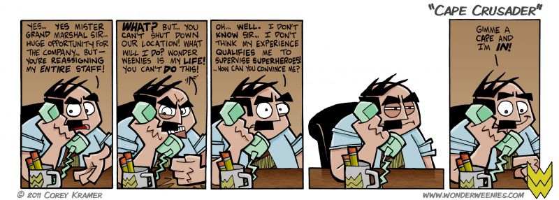 Wonder Weenies :: I realized after I finished this one that Sauer's mustache grew back really fast, all things considered. I may have to explain that at some point. NAH... the guy deserves his crumb catcher back... or maybe it's magic marker.