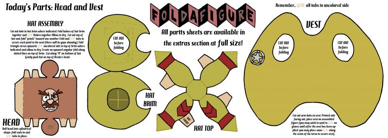 Wonder Weenies :: The last sheet of parts you'll need to complete your Beenie O'Weenie Foldafigure! Make one for yourself and one for the tree (he'd make a good ornament too, I imagine)