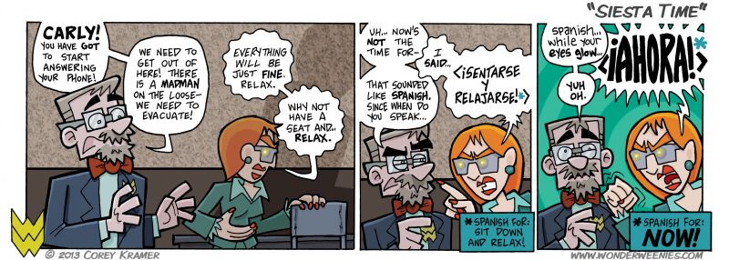 Wonder Weenies :: Aw man... Banger has the worst luck when it comes to his employees being mind controlled by nanobots, doesn't he?