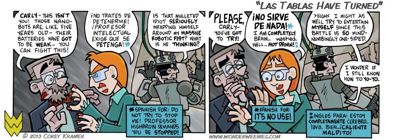 Wonder Weenies :: I think the switching of the subtitles is pretty dang funny.  And you KNOW Professor Highbrow is a villain of some clout as he has arrogantly ignored those behind him that he thought utterly defeated. Why do bad guys DO that, anyhow?