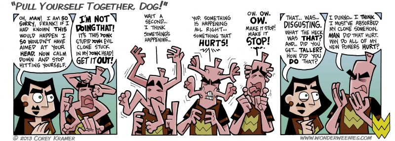 Wonder Weenies :: Absorption of evil clones. How the heck would you even figure out you HAD that super power? Under any other circumstances, I mean.