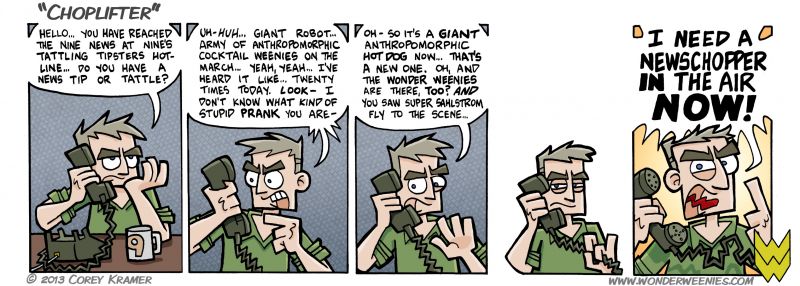 Wonder Weenies :: Oh I just love Nine News at Nine and am most excited to bring them into this story arc... and I also love the classic video game Choplifter, so this comic's a win win!