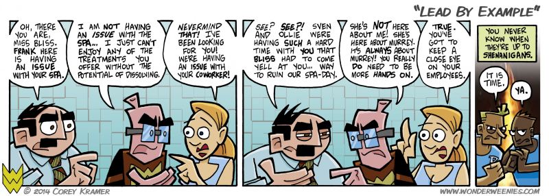 Wonder Weenies :: Uh oh... not only does it look like Sven and Ollie may be up to something, but Sauer and Frank seem to be having a bit of a quarrel as well! 