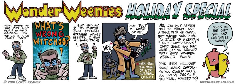 Wonder Weenies :: This game is common enough now, right? Everybody I know has played it... anyhoo figuring out how to Weenitize the logos and card art was fun. 