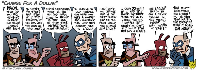 Wonder Weenies :: I'm trying to write Jumbo Shrimp as if he was a crime fighter back in the thirties or forties... hopefully that's coming across.  