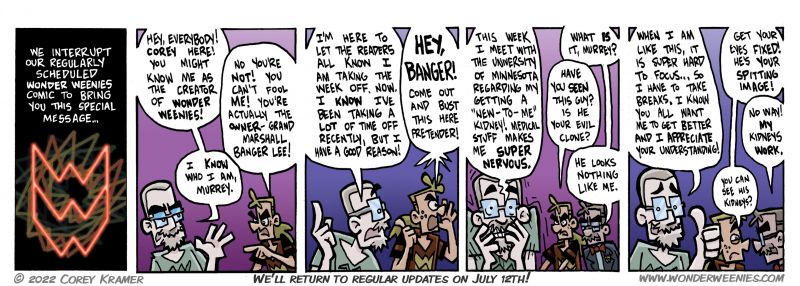 Wonder Weenies :: I really do appreciate everyone's understanding as I deal with health issues. And I don't look a thing like Banger Lee. 