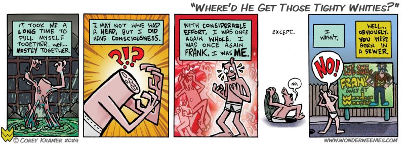 Wonder Weenies :: You really wanna know why he has the underpants? I didn't wanna draw Frank's cocktail smokey, okay? 