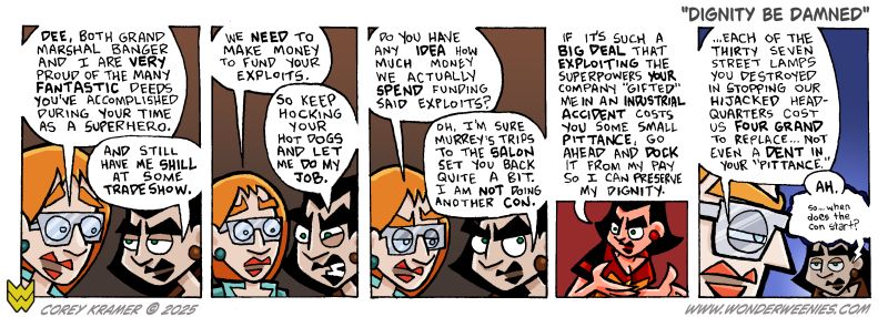 Wonder Weenies :: Sometimes I feel like I don't explore the corporate mascpt aspect of the team enough... this arc will tell us whether or not that's a good thing. 