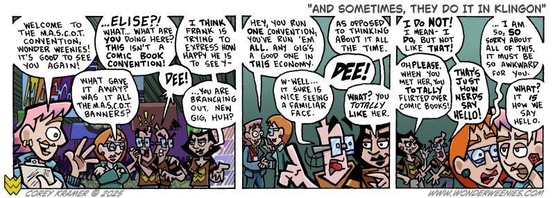 Wonder Weenies :: I try very hard to keep relationships out of Wonder Weenies... I don't want it to become a romance comic. The idea that Dee and Frank have grown close enough for her to tease him like this was too good to not try out at least the once though. 